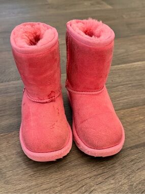 UGG Toddler Girls Pink Suede Shearling Boots